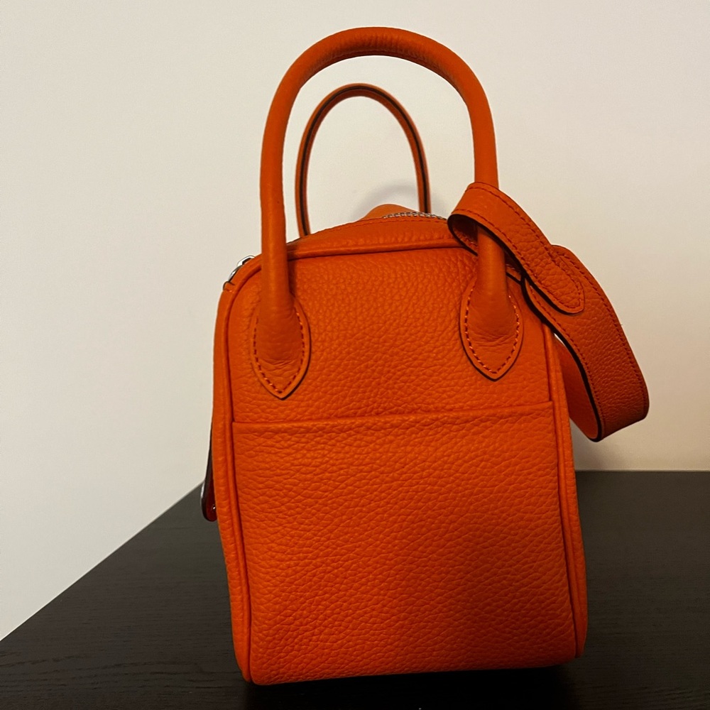 Orange grain leather purse